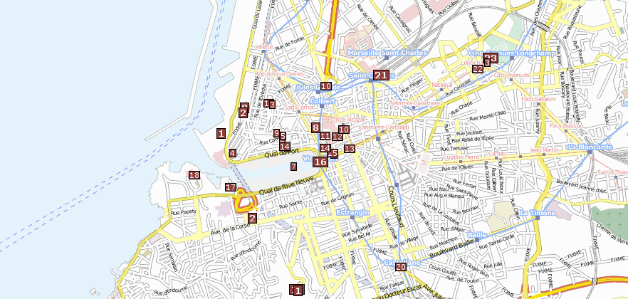 Reiseführer von Marseille und Sehenswürdigkeiten von Marseille  im Stadtplan